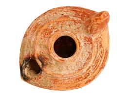 ANCIENT ROMAN EMPIRE UNGLAZED TERRACOTTA OIL LAMP