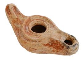 ANCIENT ROMAN EMPIRE UNGLAZED TERRACOTTA OIL LAMP