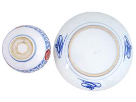 JAPANESE IMARI MANNER PORCELAIN SET PLATE AND BOWL