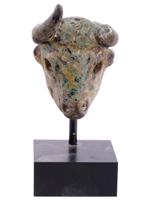 ANCIENT NEAR EAST SYRO HITTITE GREEN STONE BULL HEAD