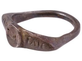 ANCIENT GREEK HELLENISTIC SILVER RING W INSCRIPTION