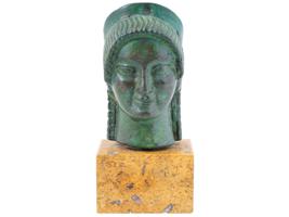 ANCIENT GREEK ARCHAIC KORE HEAD BRONZE SCULPTURE