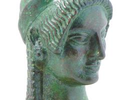 ANCIENT GREEK ARCHAIC KORE HEAD BRONZE SCULPTURE