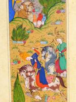 ANTIQUE INDO PERSIAN MUGHAL PAINTING POLO GAME