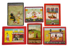 LOT OF 6 INDIAN MINIATURE PAINTINGS