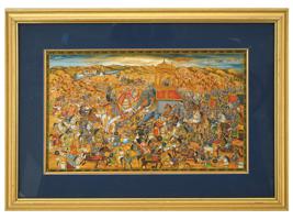 MINIATURE ANTIQUE PERSIAN MUGHAL BATTLE PAINTING