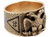 MASONIC 14K YELLOW GOLD AND ENAMEL RING W EAGLE PIC-1