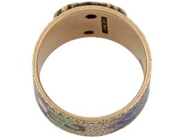 MASONIC 14K YELLOW GOLD AND ENAMEL RING W EAGLE