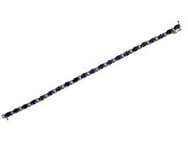 VINTAGE 10K GOLD BLUE TOPAZ DIAMOND TENNIS BRACELET