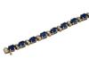 VINTAGE 10K GOLD BLUE TOPAZ DIAMOND TENNIS BRACELET PIC-4