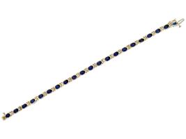 VINTAGE 10K GOLD BLUE TOPAZ DIAMOND TENNIS BRACELET