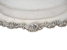 ANTIQUE STERLING SILVER TRAY WITH FLORAL MOTIF BORDER