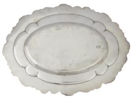 ANTIQUE STERLING SILVER TRAY WITH FLORAL MOTIF BORDER