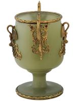 RUSSIAN GILT SILVER CARVED JADEITE CUP GEMSTONE SWANS