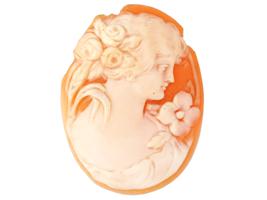 VICTORIAN MANNER PORTRAIT CARNELIAN SHELL CAMEO