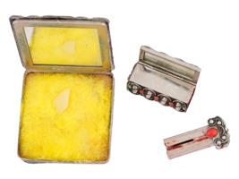 1960S ITALIAN SILVER PLATED RED CORAL VANITY SET