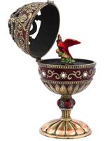 AMERICAN BILTMORE MUSIC BOX EGG W RED CARDINAL BIRD