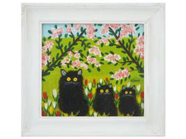 MODERN CANADIAN CATS OIL PAINTING BY MAUD LEWIS