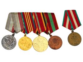 FIVE VINTAGE SOVIET MILITARY AND CIVILIAN AWARDS