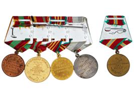 FIVE VINTAGE SOVIET MILITARY AND CIVILIAN AWARDS