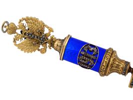 RUSSIAN GILT SILVER ENAMEL GEMSTONE LETTER OPENER