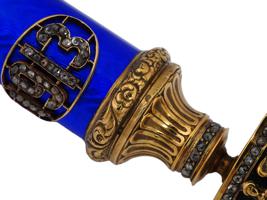 RUSSIAN GILT SILVER ENAMEL GEMSTONE LETTER OPENER