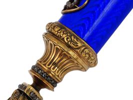 RUSSIAN GILT SILVER ENAMEL GEMSTONE LETTER OPENER