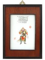 ANTIQUE CHINESE WARRIOR PORCELAIN PAINTING PLAQUE