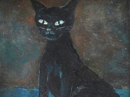 ATTRIBUTED TO GERTRUDE ABERCROMBIE CAT OIL PAINTING