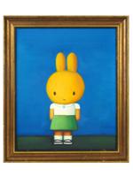 ATTR TO LIU YE CHINESE BUNNY PORTRAIT OIL PAINTING