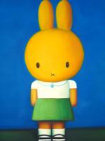 ATTR TO LIU YE CHINESE BUNNY PORTRAIT OIL PAINTING