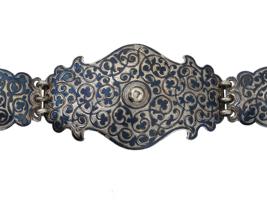 ANTIQUE RUSSIAN SILVER NIELLO BELT W DAGGER CLASP