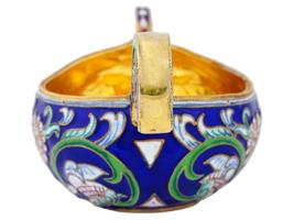 RUSSIAN GILT SILVER CLOISONNE ENAMEL KOVSH LADLE