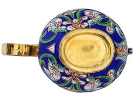 RUSSIAN GILT SILVER CLOISONNE ENAMEL KOVSH LADLE