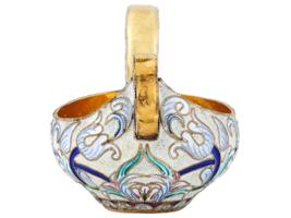 RUSSIAN GILT SILVER CLOISONNE ENAMEL KOVSH LADLE