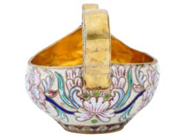 RUSSIAN GILT SILVER CLOISONNE ENAMEL KOVSH LADLE