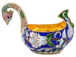 RUSSIAN GILT SILVER CLOISONNE ENAMEL KOVSH LADLE