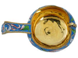 RUSSIAN GILT SILVER CLOISONNE ENAMEL KOVSH LADLE