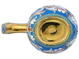 RUSSIAN GILT SILVER CLOISONNE ENAMEL KOVSH LADLE