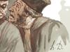 FRENCH MIXED MEDIA PAINTING ATTR TO HONORE DAUMIER PIC-2