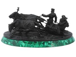 GRACHEV BROTHERS TROIKA BRONZE STATUE MALACHITE STAND