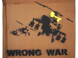 ENGLISH WRONG WAR STENCIL ON CARDBOARD BY BANKSY