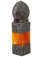 ANTIQUE TIBETAN BUDDHIST SILVER PLATED AMBER SEAL