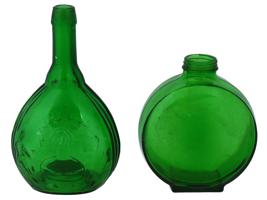 VINTAGE GREEN GLASS BOTTLES SUNSWEET AND RELIEF IMAGES