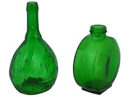 VINTAGE GREEN GLASS BOTTLES SUNSWEET AND RELIEF IMAGES