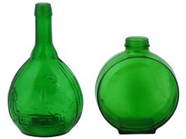 VINTAGE GREEN GLASS BOTTLES SUNSWEET AND RELIEF IMAGES