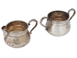 ANTIQUE AMERICAN TOWLE SILVER CREAMER AND SUGAR BOWL