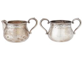 ANTIQUE AMERICAN TOWLE SILVER CREAMER AND SUGAR BOWL