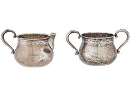 ANTIQUE AMERICAN TOWLE SILVER CREAMER AND SUGAR BOWL