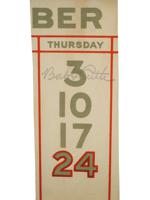 CALENDAR FRAGMENT WITH BABE RUTH AUTOGRAPH BASEBALL